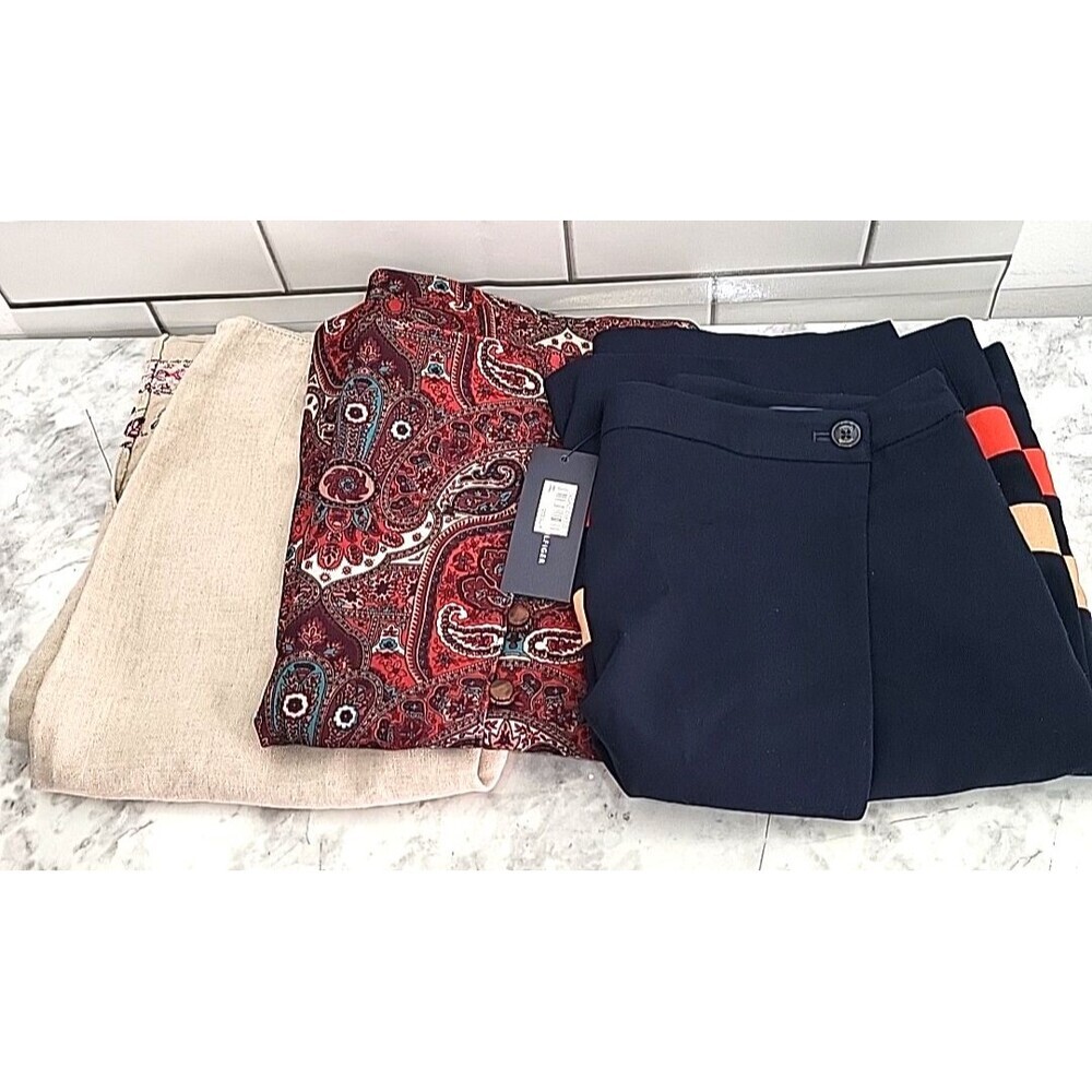 3 Women's Size 8 Skirts Wrapped Paisley Print Midi A-Line Side Zip Lined